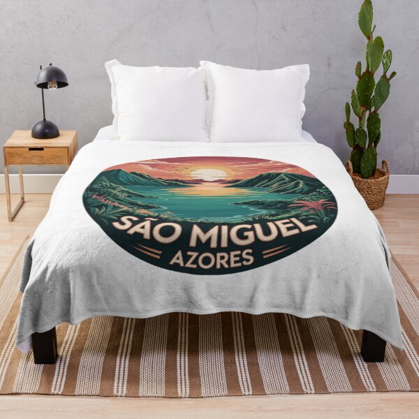 Item preview, São Miguel Azores Sunset Tropical Landscape - Retro Travel Illustration designed and sold by CircinusStore.