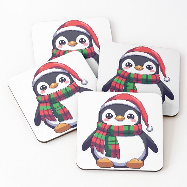 Item preview, Cute Pixel Penguin Wearing Christmas Scarf designed and sold by BankMano.