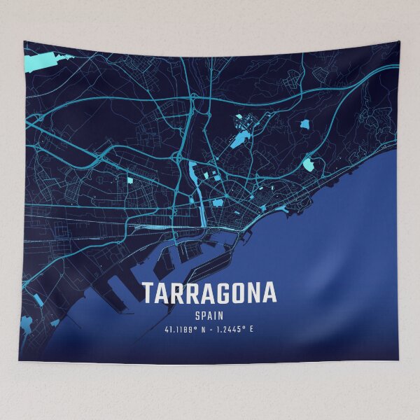 Item preview, Tarragona Midnight City Map designed and sold by HomeLivingCo.