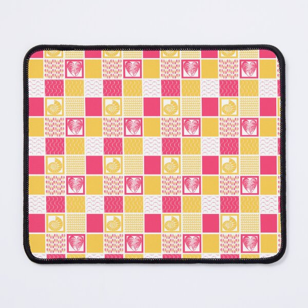 Item preview, Bold and bright coastal patchwork magenta pink and golden yellow designed and sold by LisaLeQuelenec.