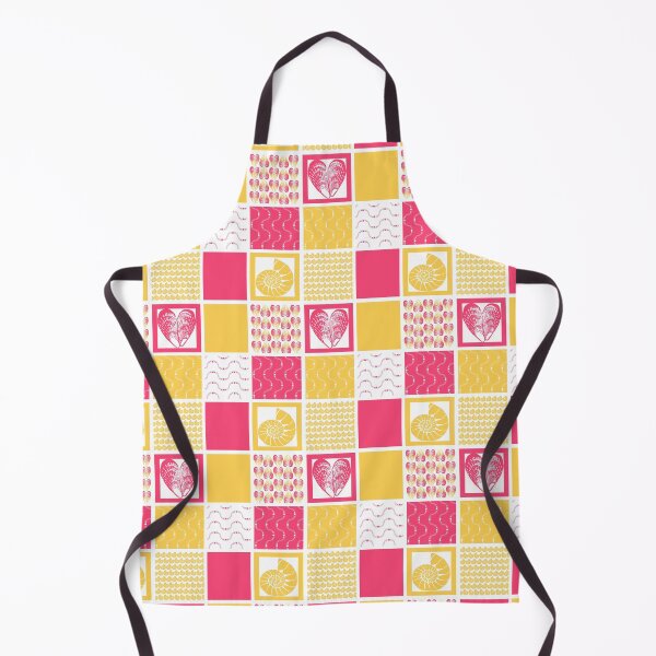 Item preview, Bold and bright coastal patchwork magenta pink and golden yellow designed and sold by LisaLeQuelenec.