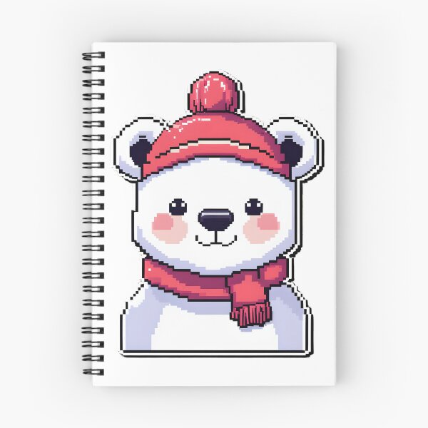 Item preview, Cute Pixel Polar Bear Wearing Red Winter Hat designed and sold by BankMano.