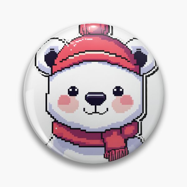 Item preview, Cute Pixel Polar Bear Wearing Red Winter Hat designed and sold by BankMano.