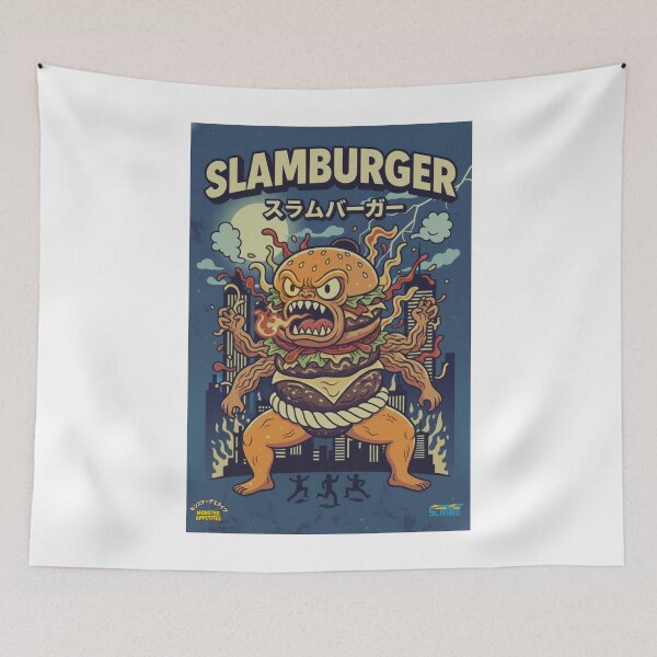 Item preview, Angry Slamburger Kaiju – Vintage Japanese Poster designed and sold by SlanTee.