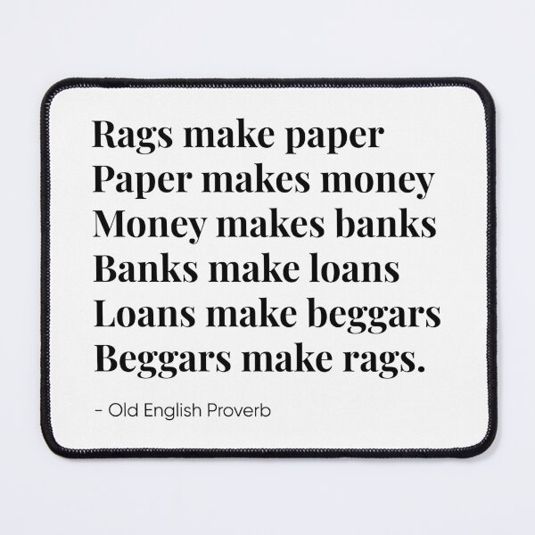 Item preview, Rags make paper - Beggars make rags - 18th Century English proverb (Black) designed and sold by STUDIO-72.