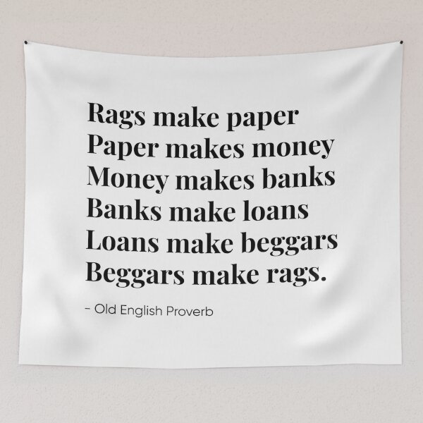 Item preview, Rags make paper - Beggars make rags - 18th Century English proverb (Black) designed and sold by STUDIO-72.