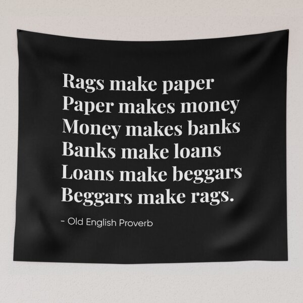 Item preview, Rags make paper - Beggars make rags - 18th Century English proverb (White) designed and sold by STUDIO-72.