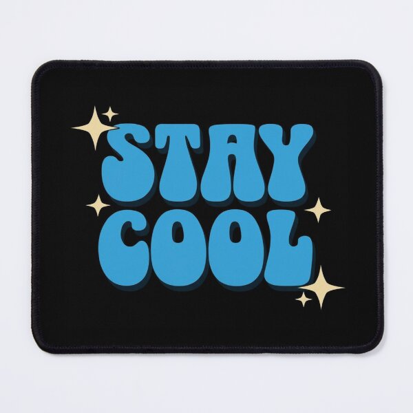 Item preview, Stay Cool Retro Typography – Bold Blue Motivational Quote with Sparkles on Dark Background designed and sold by Bright Nest Studio.
