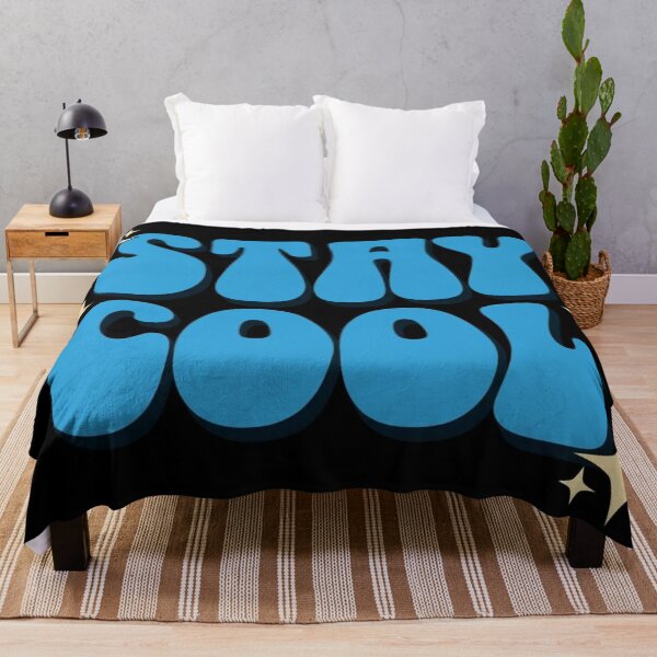 Item preview, Stay Cool Retro Typography – Bold Blue Motivational Quote with Sparkles on Dark Background designed and sold by Bright Nest Studio.