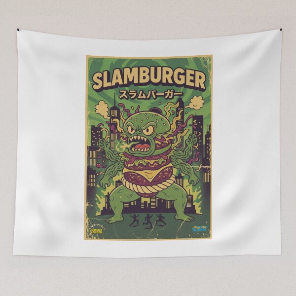 Item preview, Slamburger Kaiju Attack – Green Vintage Comic Style designed and sold by SlanTee.