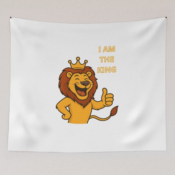 Item preview, I Am The King Lion Cartoon – Funny Crown Lion Mascot Design designed and sold by UmniTok.