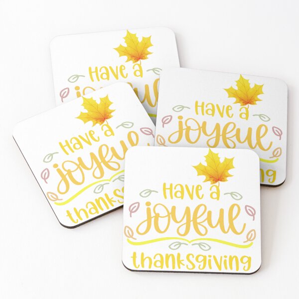 Item preview, Have a Joyful Thanksgiving – Yellow Fall Lettering & Leaf Illustration designed and sold by DesignArtist.ia.