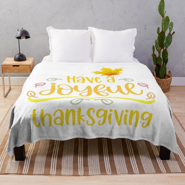 Item preview, Have a Joyful Thanksgiving – Yellow Fall Lettering & Leaf Illustration designed and sold by DesignArtist.ia.