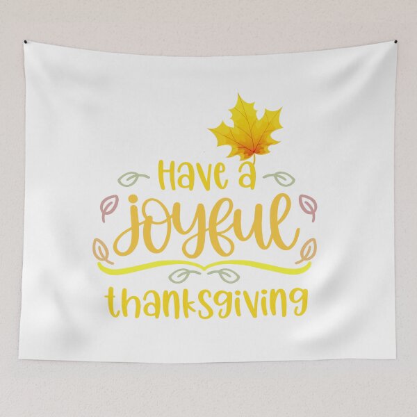 Item preview, Have a Joyful Thanksgiving – Yellow Fall Lettering & Leaf Illustration designed and sold by DesignArtist.ia.