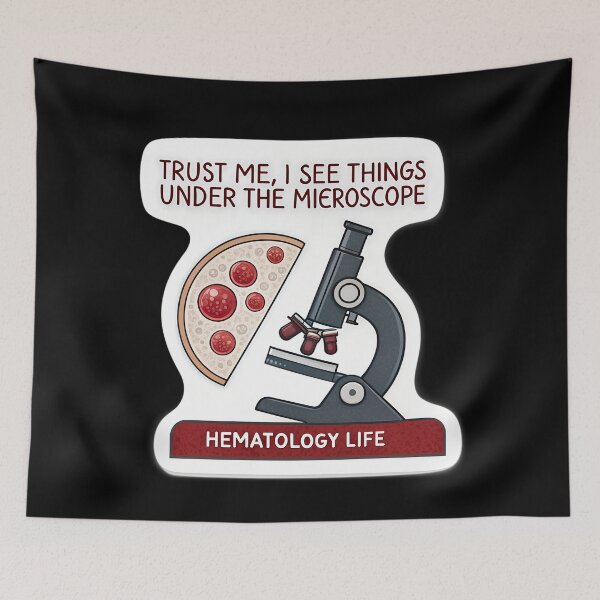 Item preview, Funny Hematology Life  – Microscope Graphic With Red Blood Cells for Lab Techs & Med Students designed and sold by VividOrganica.