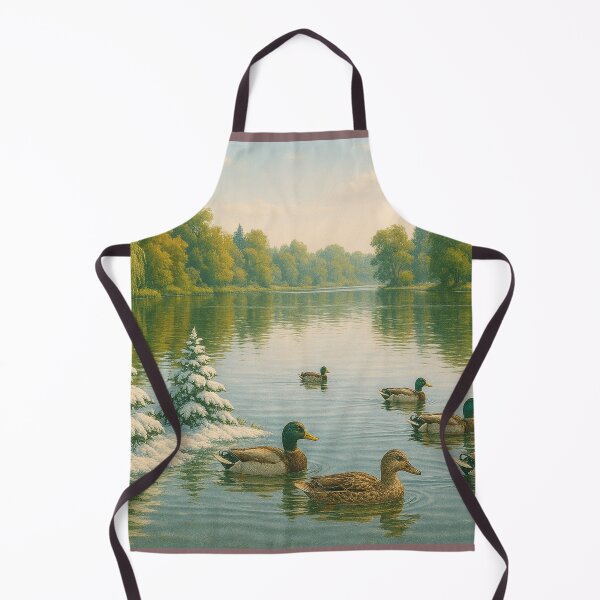 Item preview, Lago surreal com patos e pinheiros nevados designed and sold by Leonornature.