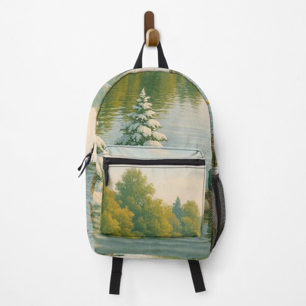 Item preview, Lago surreal com patos e pinheiros nevados designed and sold by Leonornature.