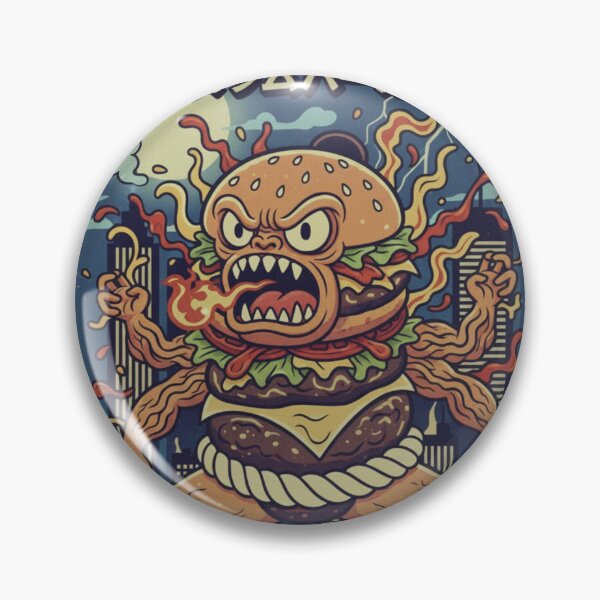 Item preview, Angry Slamburger Kaiju – Hangry for Burgers Vintage Japanese Poster designed and sold by SlanTee.