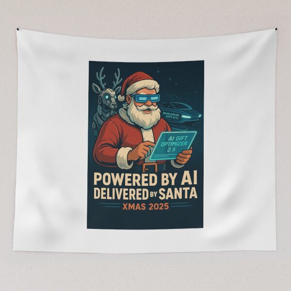 Item preview, AI-Powered Santa – Futuristic Christmas 2025 Design designed and sold by JonathanP514.