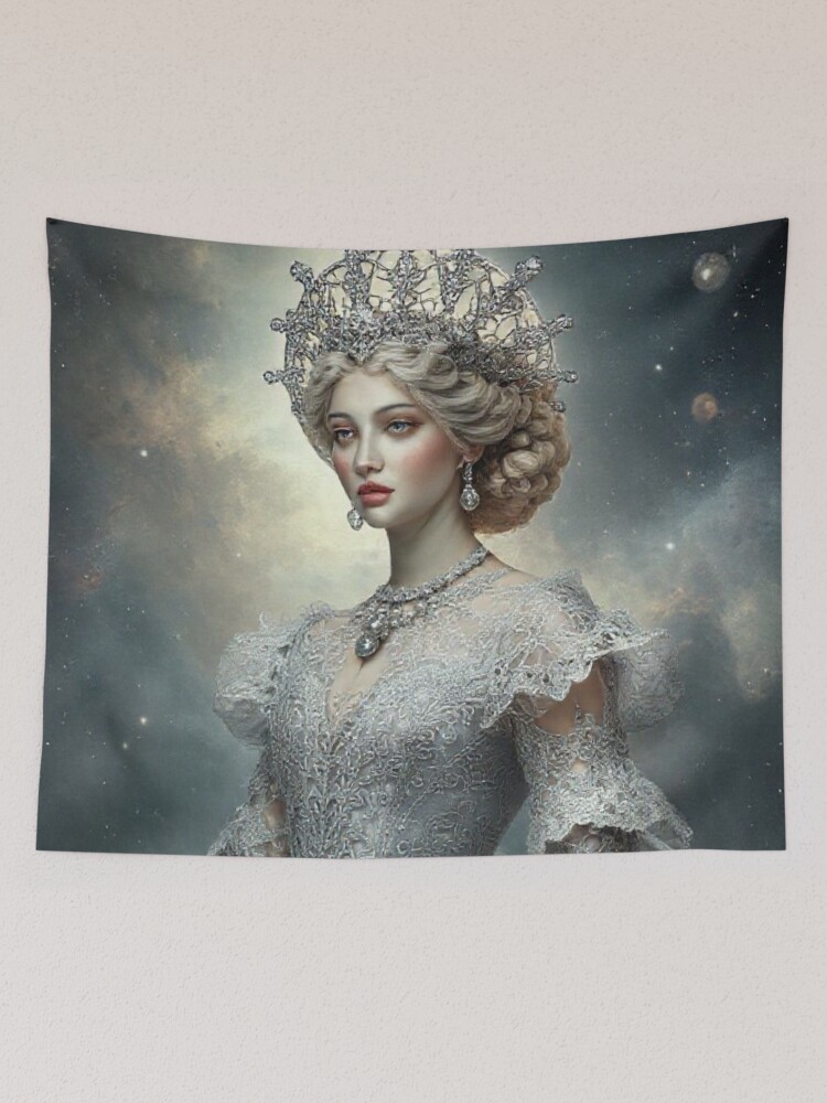 Thumbnail 2 of 3, Tapestry, Celestial Moon Rococo Queen designed and sold by JKCreativeFlow.
