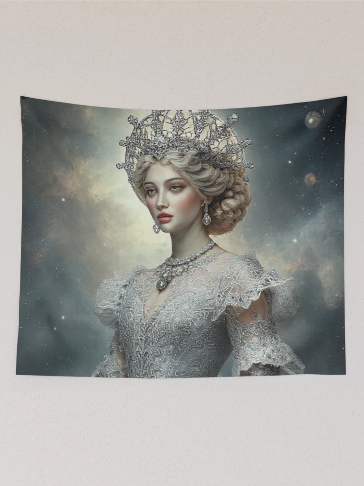 Thumbnail 2 of 3, Tapestry, Celestial Moon Rococo Queen designed and sold by JKCreativeFlow.