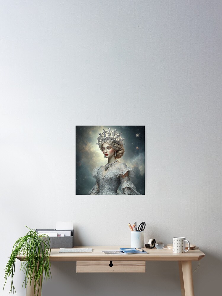 Thumbnail 2 of 3, Poster, Celestial Moon Rococo Queen designed and sold by JKCreativeFlow.