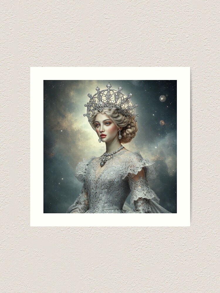 Thumbnail 1 of 3, Art Print, Celestial Moon Rococo Queen designed and sold by JKCreativeFlow.
