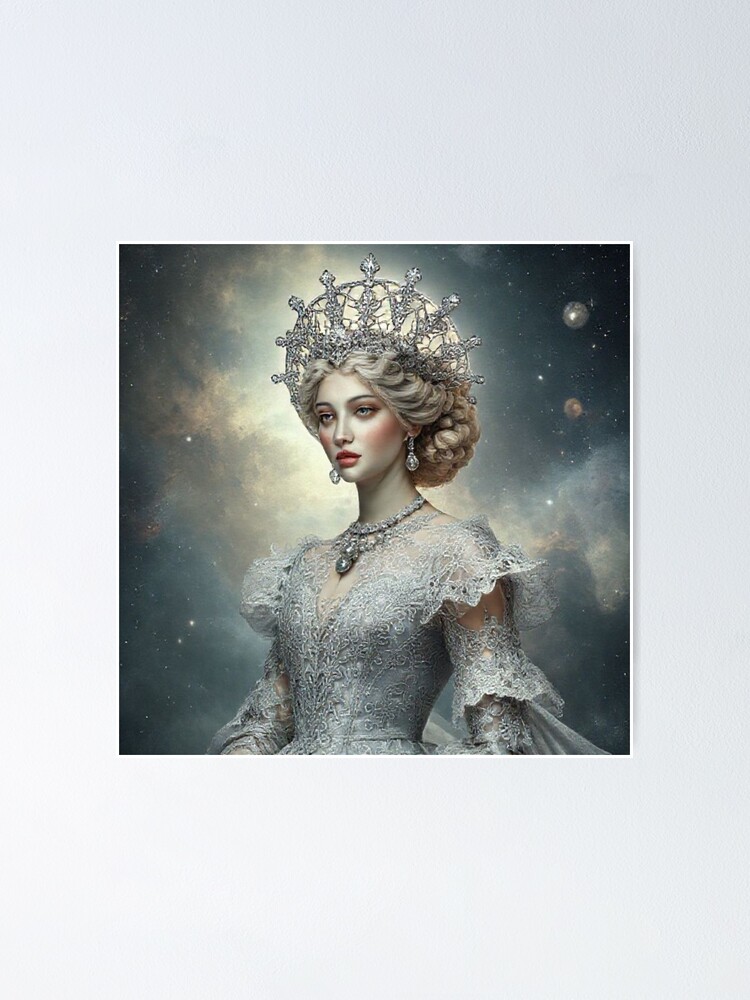 Thumbnail 1 of 3, Poster, Celestial Moon Rococo Queen designed and sold by JKCreativeFlow.