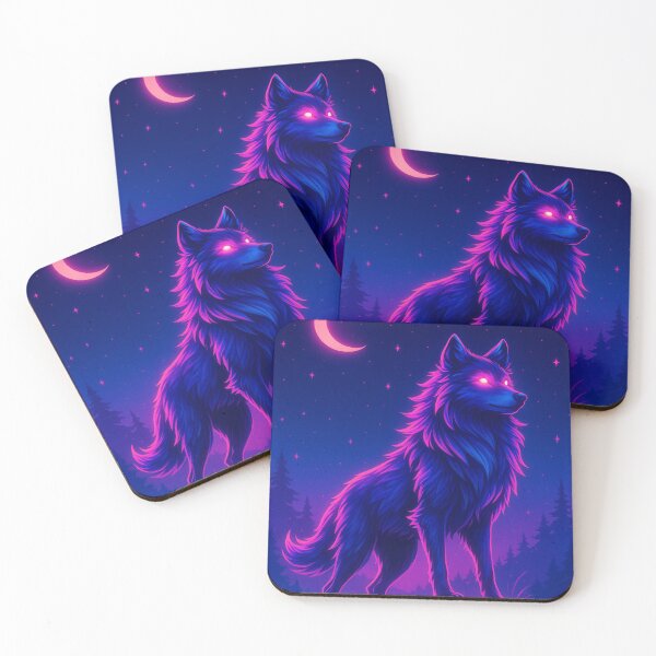 Item preview, Neon Mystic Wolf – Full Body Vaporwave Animal Art designed and sold by GolabMagic.