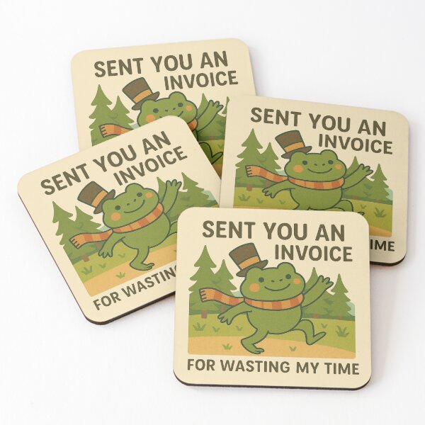Item preview, Cute Frog Meme – “Sent You an Invoice for Wasting My Time” Vintage Funny Illustration designed and sold by Florarts.