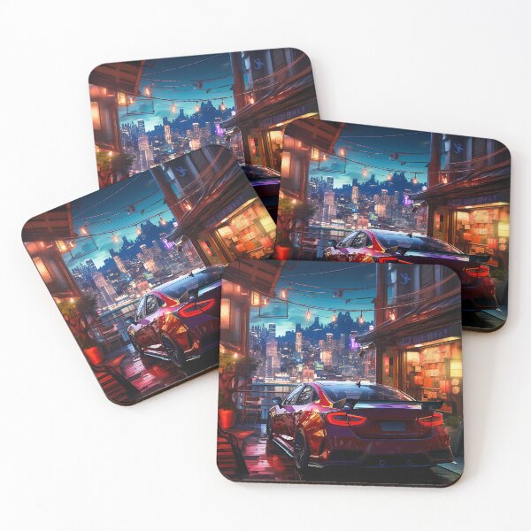 Item preview, Stylish Hot Hatch With Spoiler Waiting In Night City designed and sold by RevUpDesign.