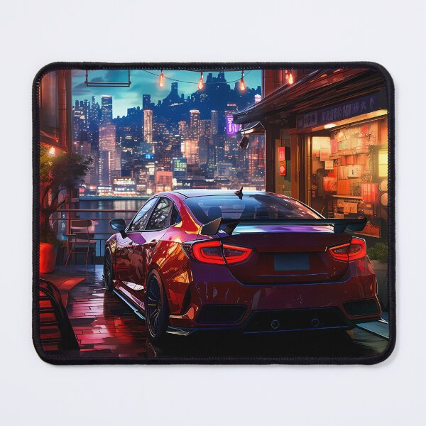 Item preview, Stylish Hot Hatch With Spoiler Waiting In Night City designed and sold by RevUpDesign.