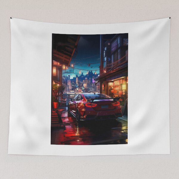 Item preview, Stylish Hot Hatch With Spoiler Waiting In Night City designed and sold by RevUpDesign.