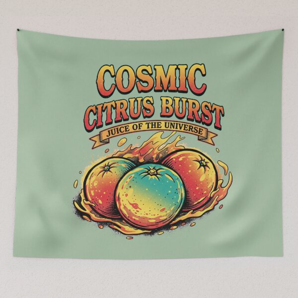 Item preview, Cosmic Citrus Burst - Juice of the Universe Psychedelic Fruit Art designed and sold by AwesomeBeyondLimits.
