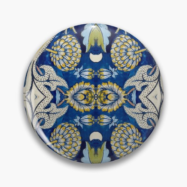Item preview, Blue Vintage Botanical Tile Pattern designed and sold by Surfy42.