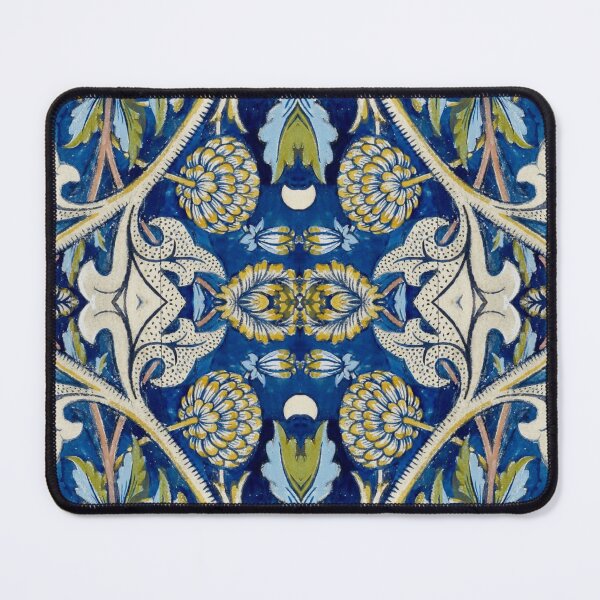 Item preview, Blue Vintage Botanical Tile Pattern designed and sold by Surfy42.