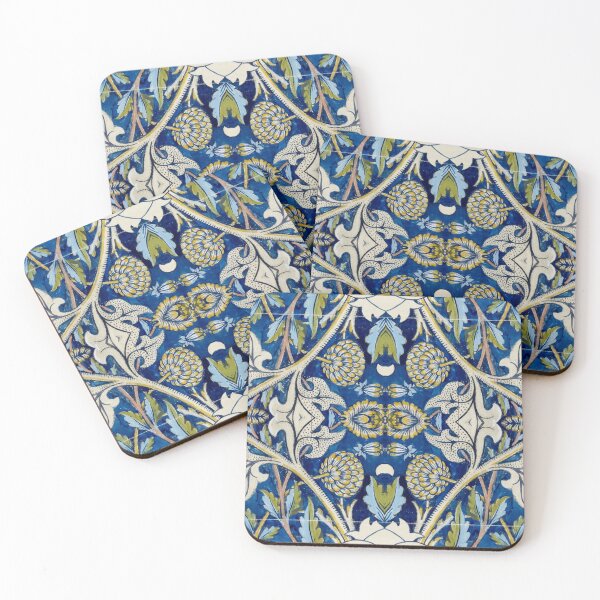 Item preview, Blue Vintage Botanical Tile Pattern designed and sold by Surfy42.