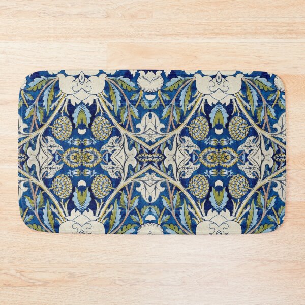 Item preview, Blue Vintage Botanical Tile Pattern designed and sold by Surfy42.