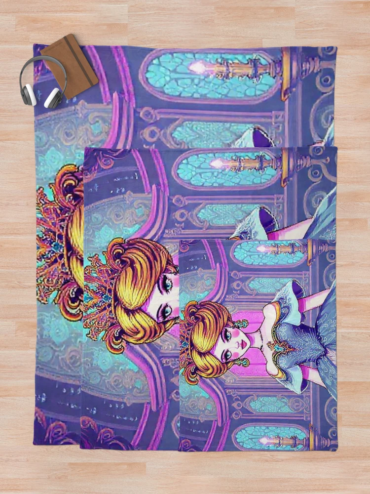 Thumbnail 5 of 6, Throw Blanket, Pixel Rococo Neon Princess designed and sold by JKCreativeFlow.