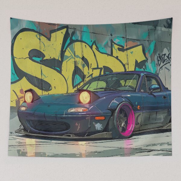 Item preview, Graffiti sports car three-quarter view designed and sold by PixelPack Design.