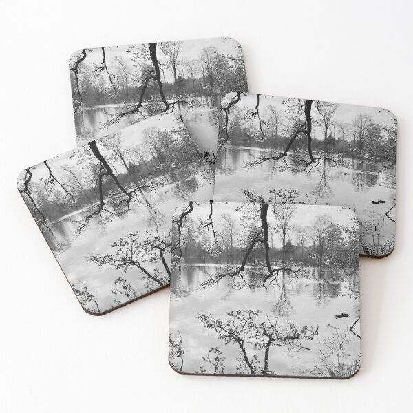 Item preview, Lake reflection in black and white – peace and idyllic scene by the water / Swiss Artwork Photography designed and sold by Raphael Wolf.