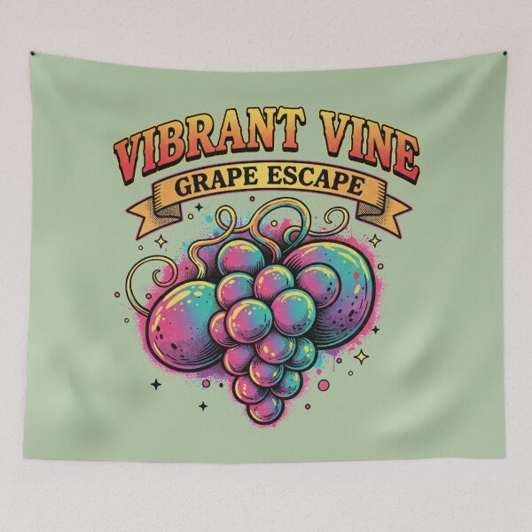 Item preview, Vibrant Vine Grape Escape - Neon Psychedelic Fruit Art designed and sold by AwesomeBeyondLimits.