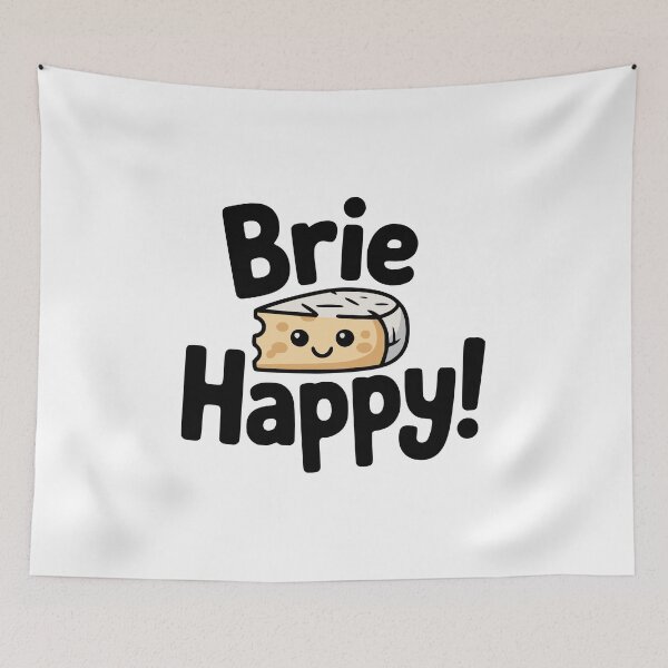 Item preview, Brie Happy! Cute Cheese Pun designed and sold by PMCreative.