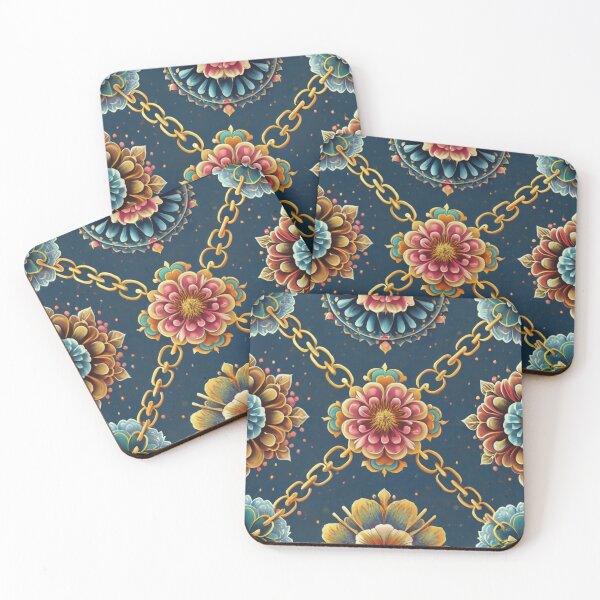 Item preview, seamless pattern design: flowers and Chains: Develop a pattern incorporating  designed and sold by gulka8.