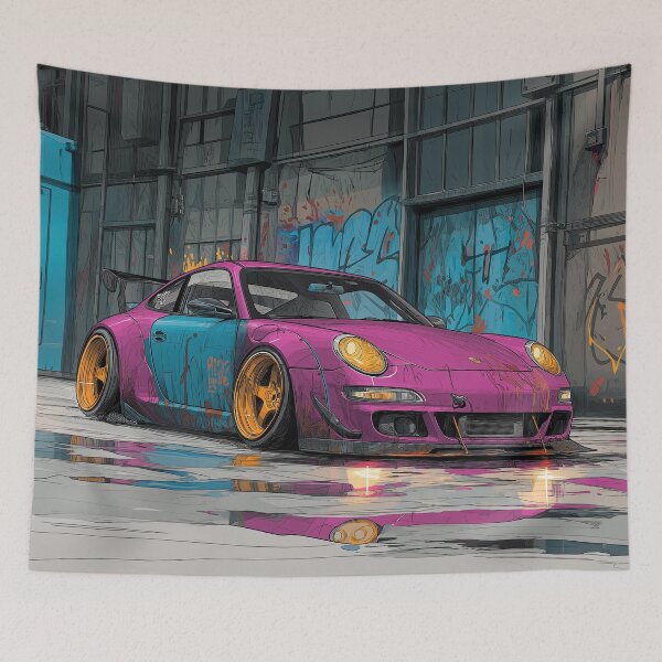 Item preview, Graffiti sports car three-quarter view designed and sold by PixelPack Design.