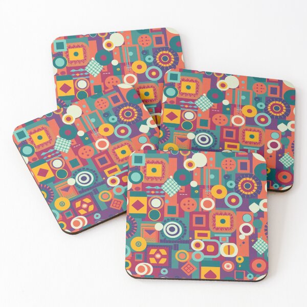 Item preview, Seamless fabric with squares and circles, illustration, multicolor, graphic, wonderful illustration designed and sold by gulka8.