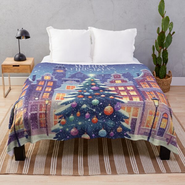 Item preview, Magical Amsterdam in the Snow – Dutch Christmas City Scene with Canals and Tree Lights designed and sold by Sugar Wisdom .