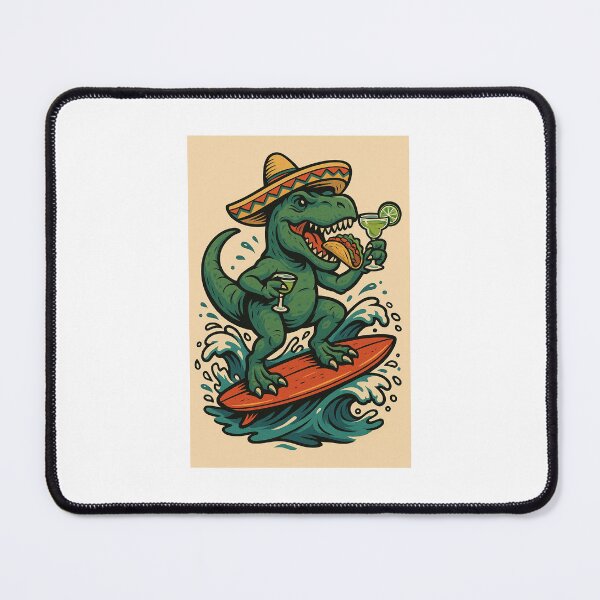 Item preview, Surfing Dinosaur With Taco & Margarita designed and sold by PixelChrome Studio.