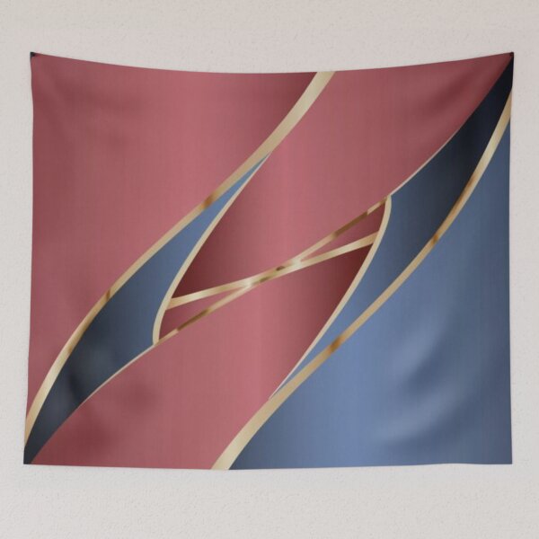 Item preview, template, half golden red and half blue, solid color gradient, wonderful illustration, fabric graphics, elegance pattern, designed and sold by gulka8.