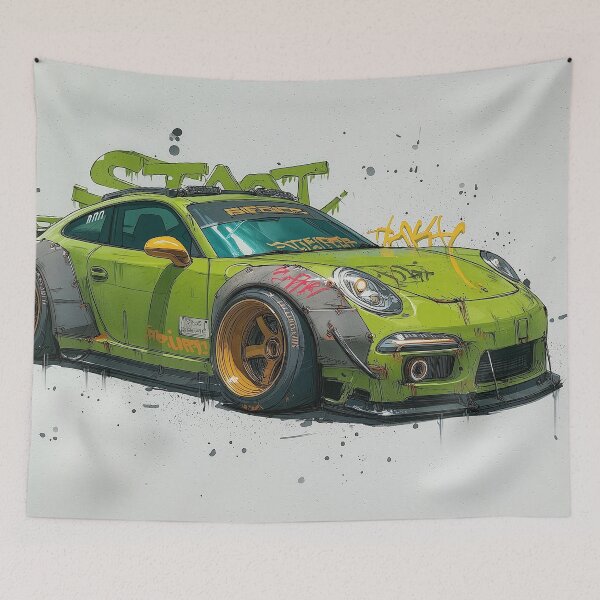 Item preview, Graffiti sports car three-quarter view designed and sold by PixelPack Design.